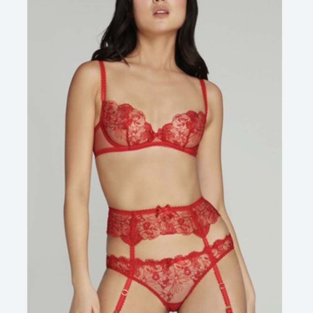 Agent Provocateur Red Lace Bra Set